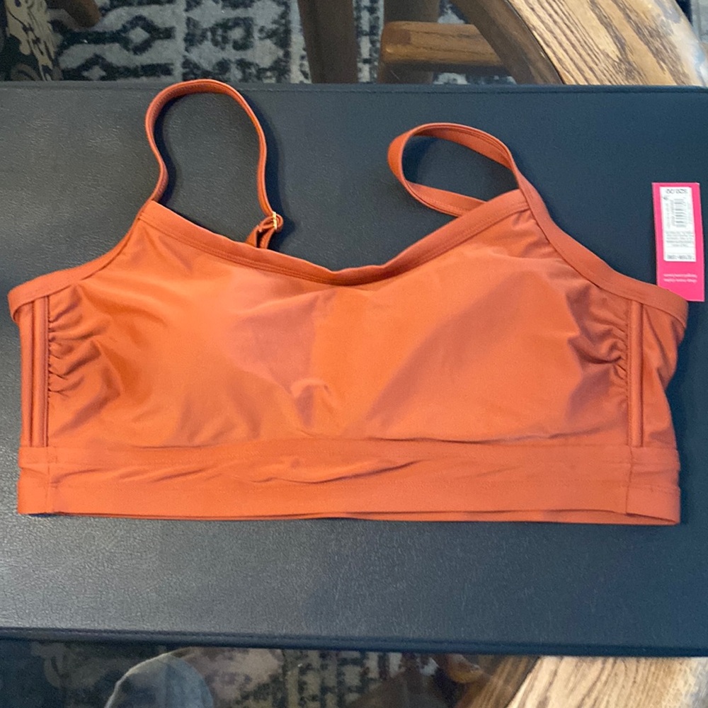 NWT Xhileration Bathing Suit Top Rust. Adjustable Straps Sewn in Pads No Wire
